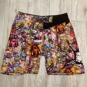 LOST Enterprises PINKY Taylor Mens size 36 Graffiti Print Board Surf Swim Shorts